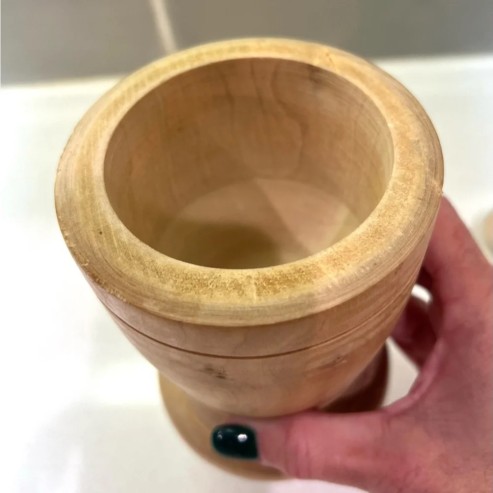 Wooden Puerto Rican Pilón & Maceta Caribbean Mortar & Pestle Handmade Muddler